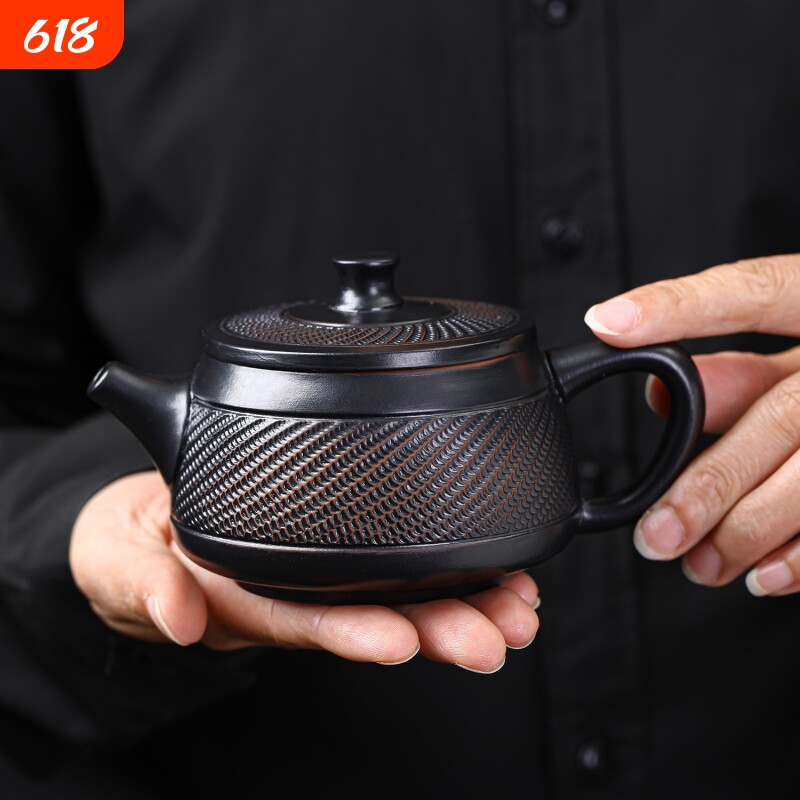 紫陶茶壶可悬停旋转大容量手工功夫茶具泡茶壶原矿简易