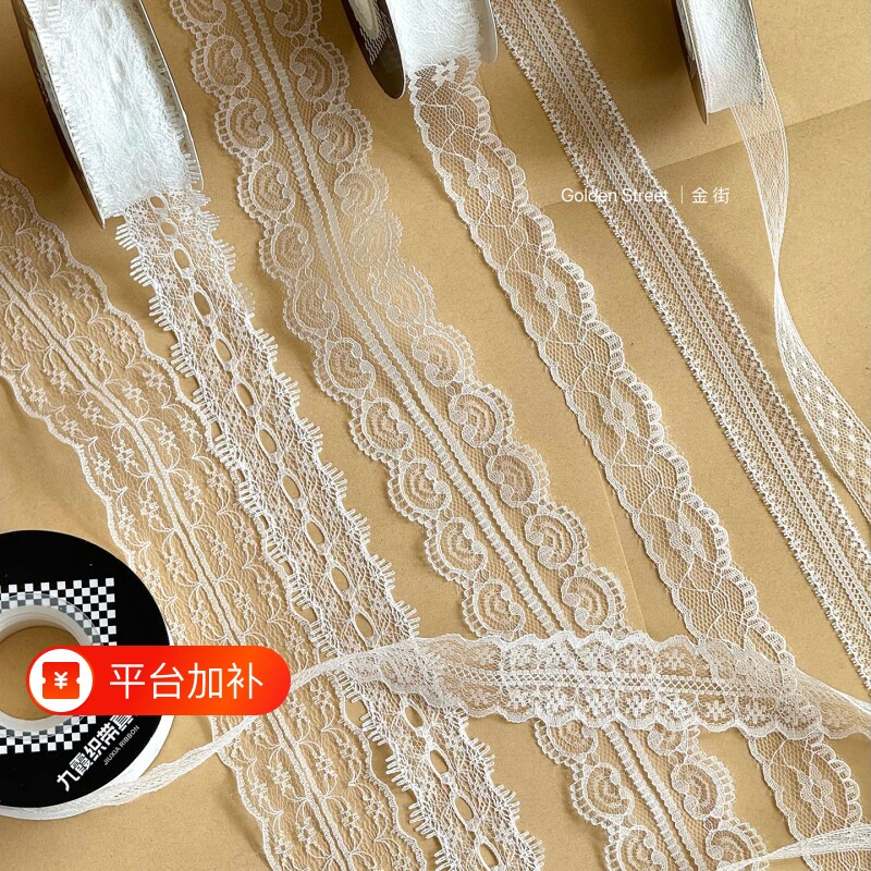 ins韩式蕾丝花边丝带发饰飘带唯美镂空蝴蝶结diy花束手工包装饰
