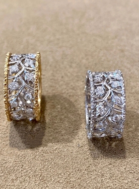 复古宫廷风雕刻树叶镂空撞色戒指轻奢小众花纹高级感开口可调指环