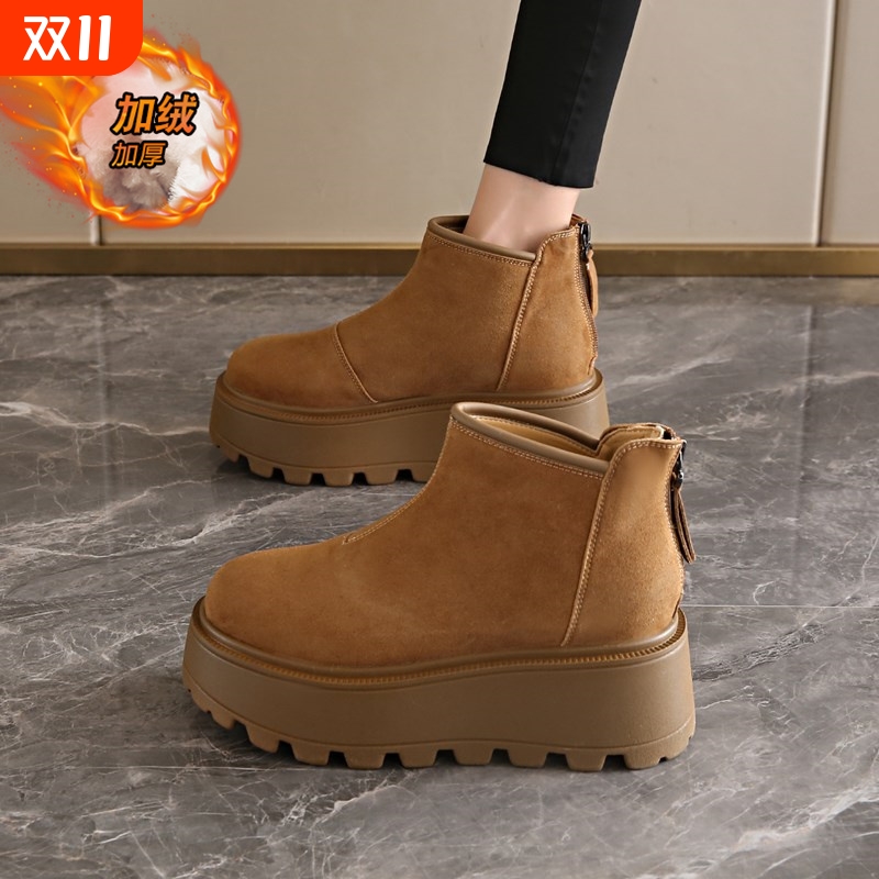 他她女孩踩屎感加绒加厚雪地靴短靴女冬季2025年新款爆款厚底女士