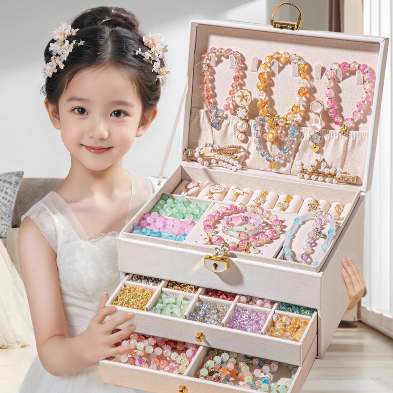 儿童手链串珠手串手工diy材料小女孩穿珠子生日的礼物礼盒女童的6