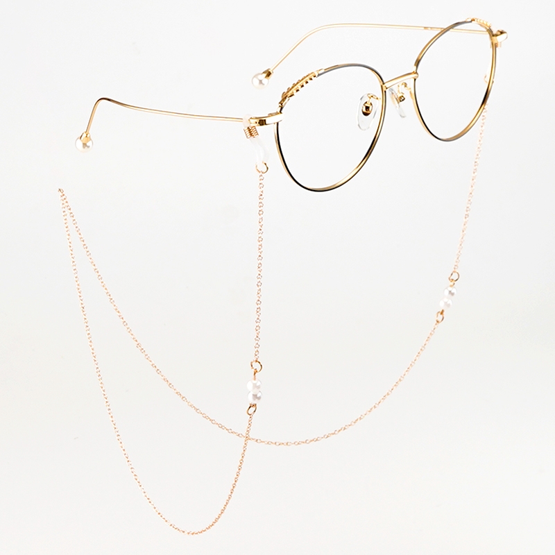 网红复古洛丽塔防滑带链子眼镜