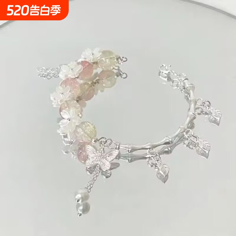 秋上新蝴蝶琉璃手串女新款小众设计ins风高级感学生手链饰品