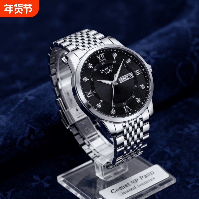 手表瑞士名表正品全自动机械风石英表商务高级感夜光防水时尚钢带