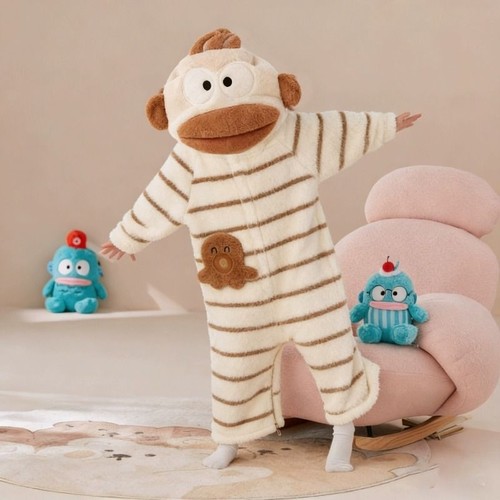 丑鱼套装儿童可爱搞怪连体睡衣男女亲子秋冬加厚珊瑚绒卡通家居服