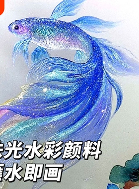 敦煌珠光水彩固体彩绘颜料水彩画套装全套画画工具美术生专用金粉白色水粉美甲颜料盒便携式分装盒国画12色