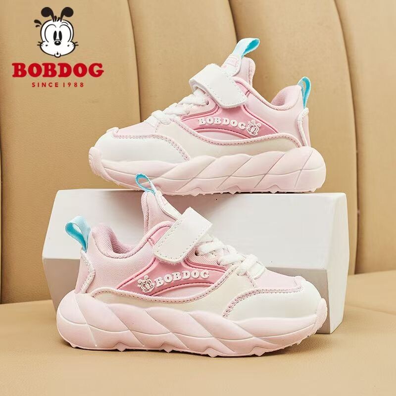 巴布豆女童运动鞋防水皮面2025春秋新款时尚女孩软底轻便公主鞋子