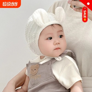 婴儿帽子春秋新生儿可爱男女宝宝秋冬季婴幼儿纯棉护耳小月龄胎帽