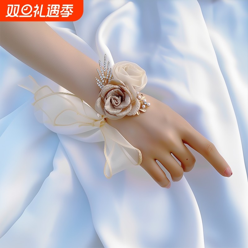 伴娘手腕花高级感婚礼结婚新娘手花手环花胸花仙姐妹团白色伴手礼