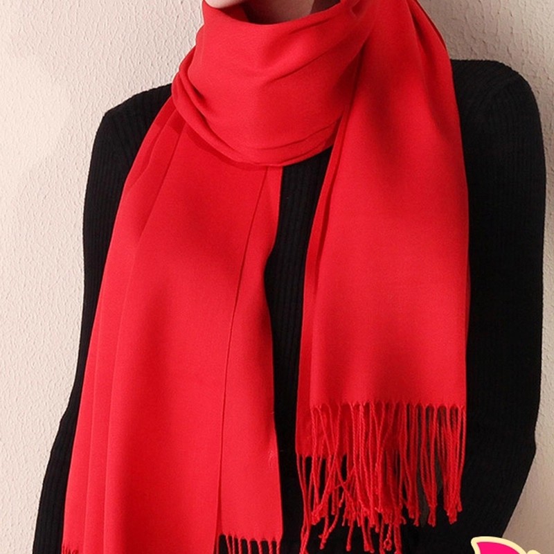 年会红围巾庆典活动中国大红色围脖刺绣logo纯色氛围大气圣诞过年