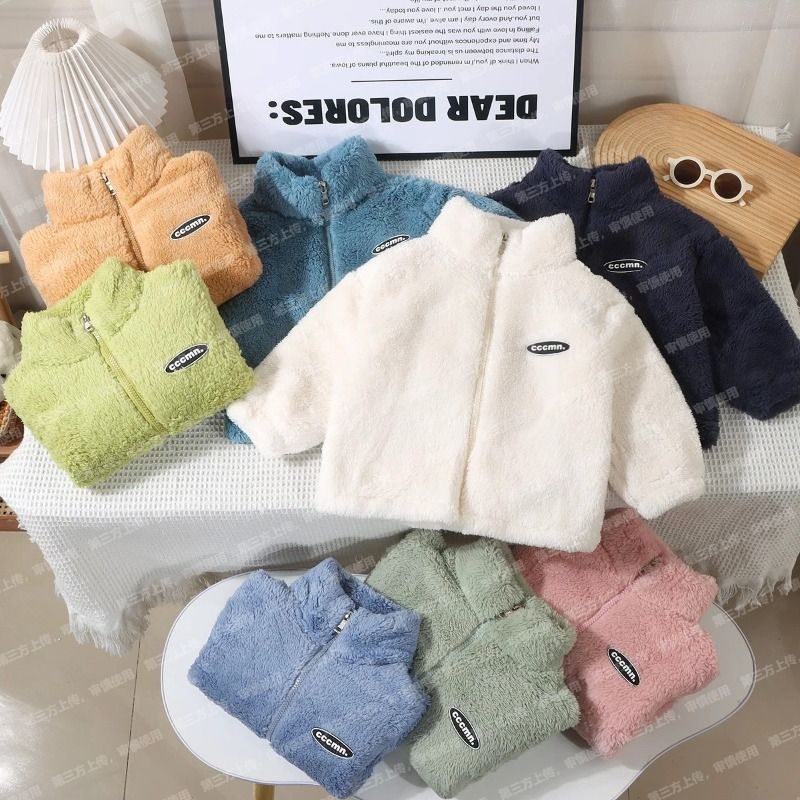 男女童秋冬季儿童秋冬装开衫保暖上衣摇粒绒宝宝珊瑚绒抓绒外套