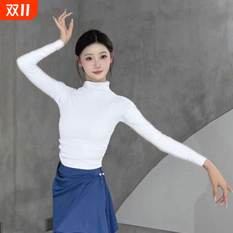 现代舞短袖上衣女半高领舞蹈上衣