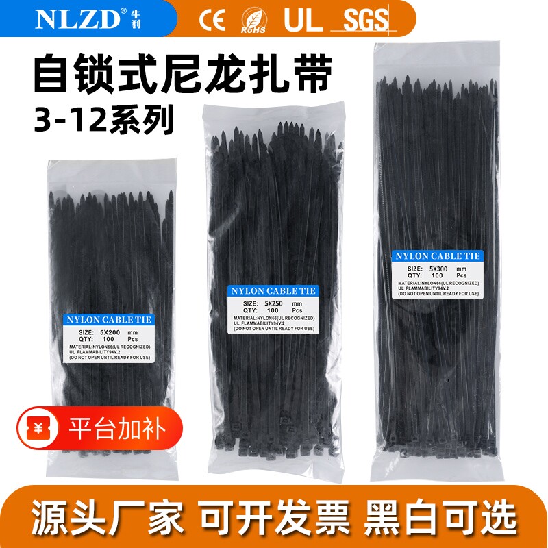 尼龙扎带3*4*5*8*10*12系列多规格塑料扎带绑扎带100条装厂家直销