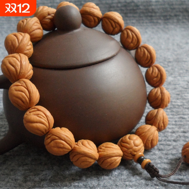 手串正圆男女士玩件龙纹桃核