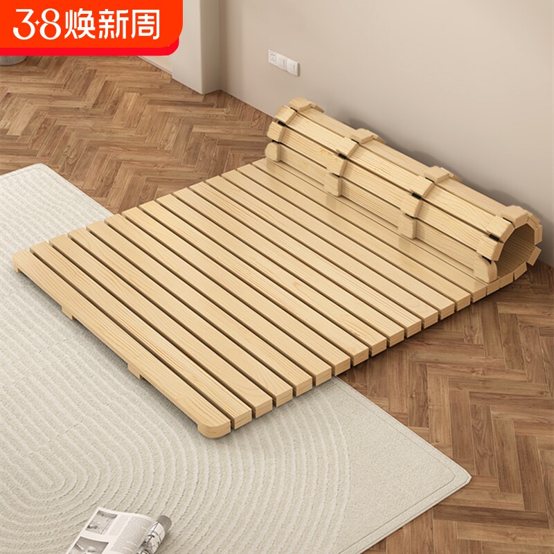 实木地板床加厚硬床板榻榻米防潮透气排骨架出租房折叠打地铺床架