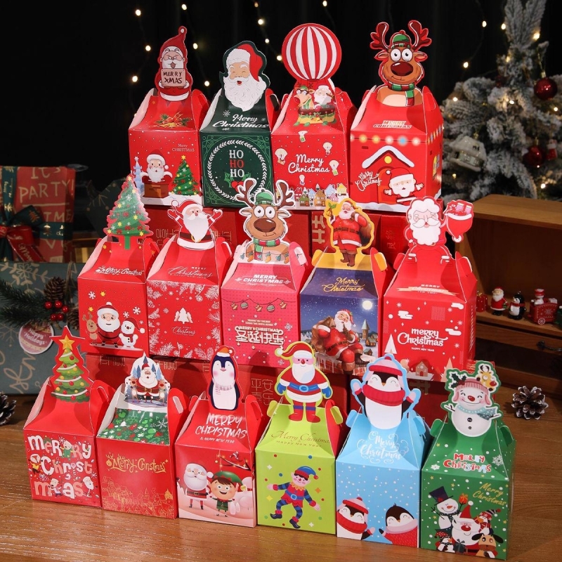 10个圣诞苹果盒卡通平安果包装盒平安夜圣诞包装苹果礼盒子批发
