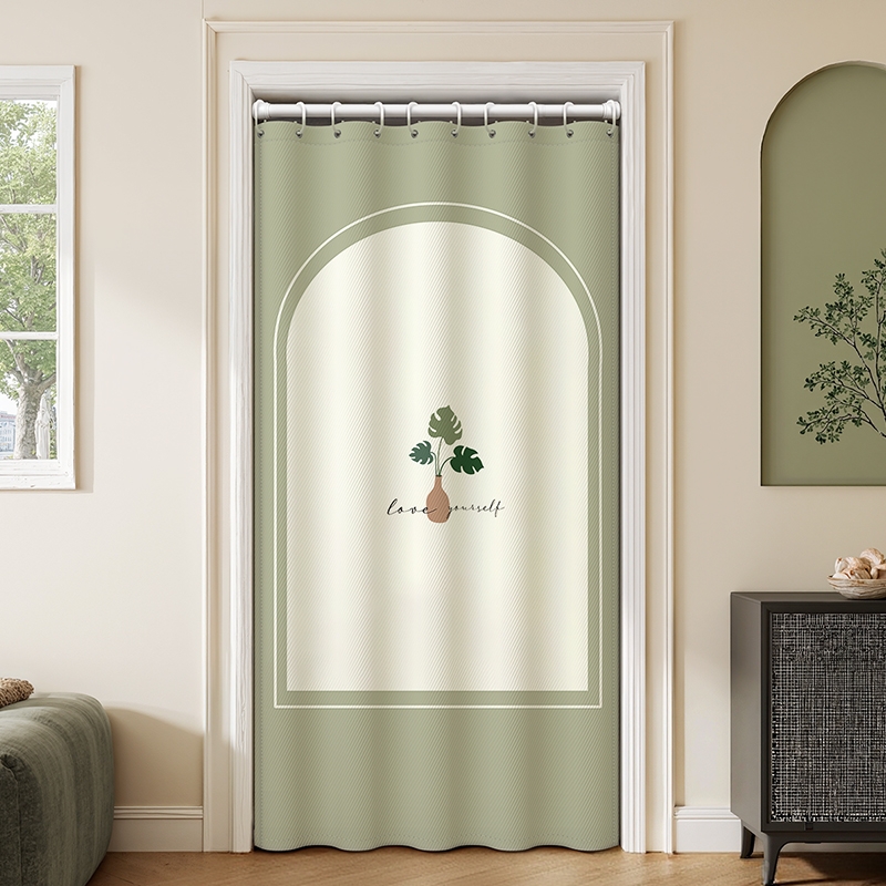 免打孔门帘空调挡风厨房挡油烟家用隔断帘卫生间卧室隐私遮挡布帘