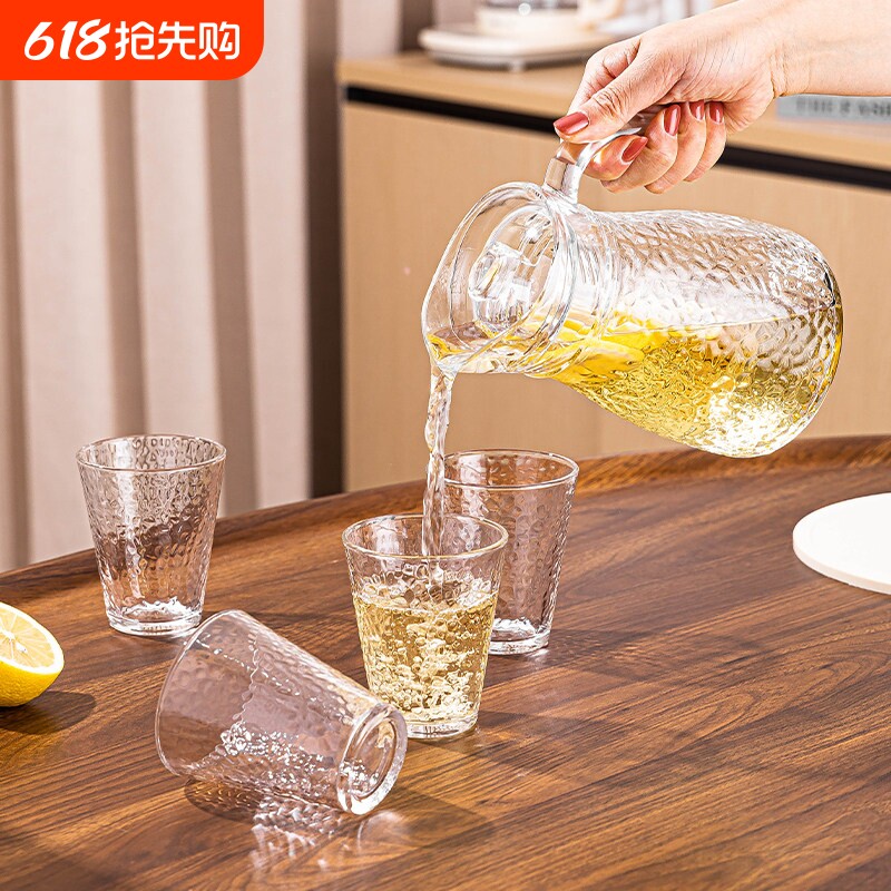 家用大容量冷水壶新款透明加厚玻璃壶果汁茶壶高档轻奢凉白开扎壶