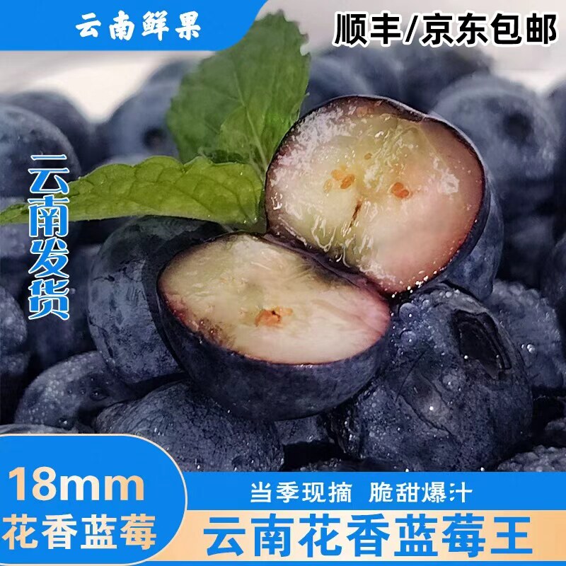 【顺丰JD】正宗云南高原花香蓝莓露天昼夜温差大纯甜高端包邮果王