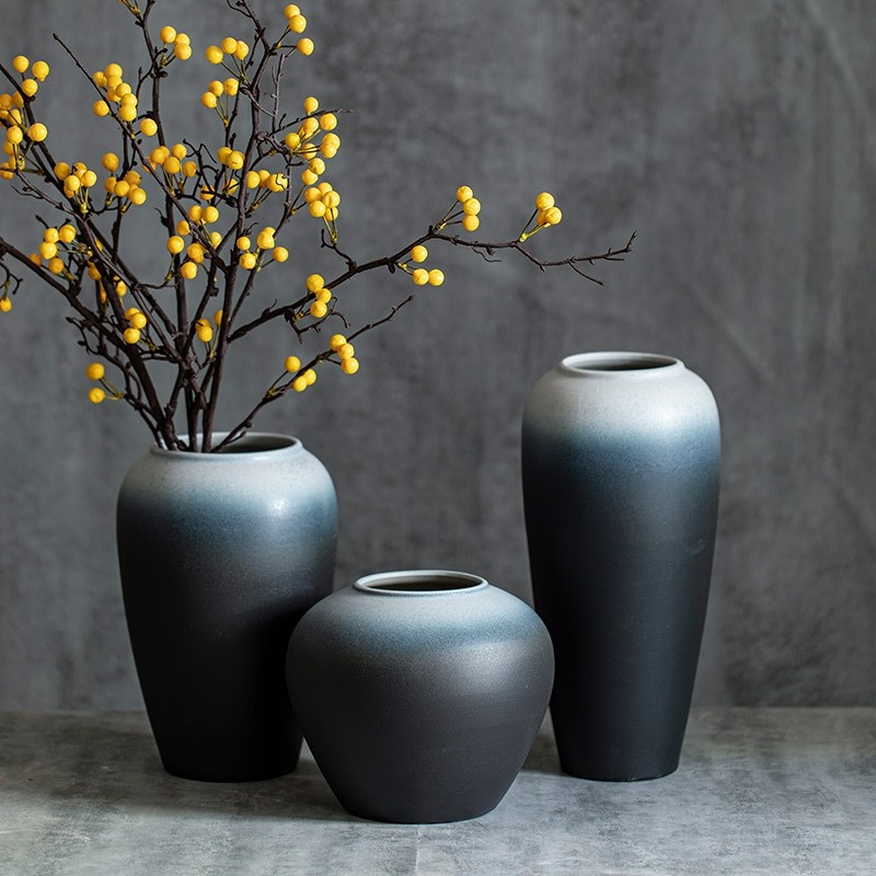 景德镇新中式复古陶瓷花瓶家居客厅花器摆件餐厅水培插干花装饰品