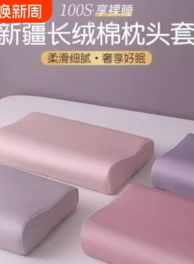 100s长绒棉乳胶枕套一对家用60x40cm纯棉记忆枕头套儿童30x50内胆