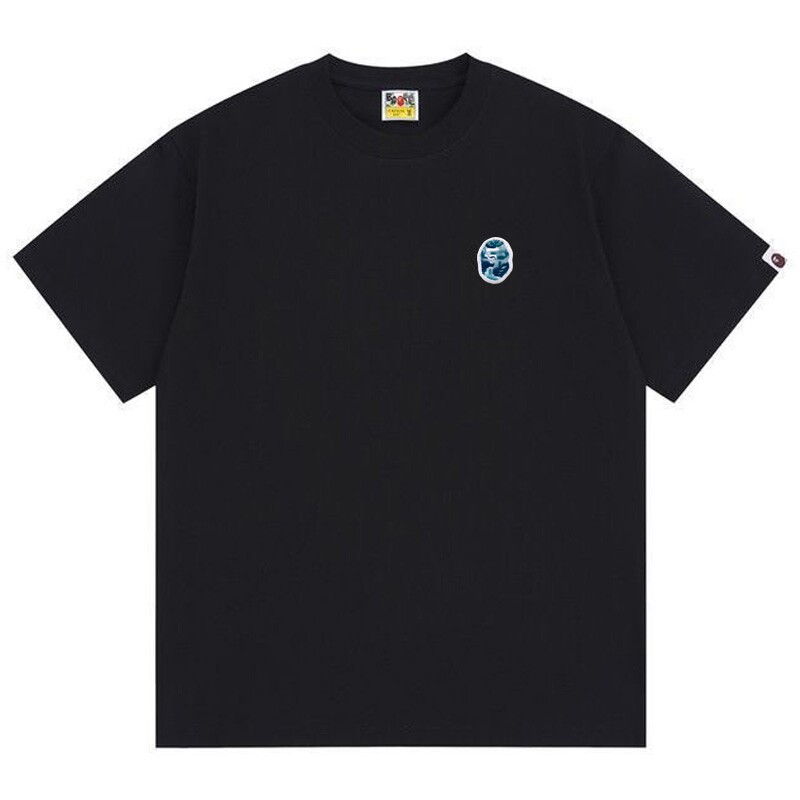 潮牌APE短袖t恤刺绣小标重磅纯棉SHARK APE猿人鲨鱼迷彩