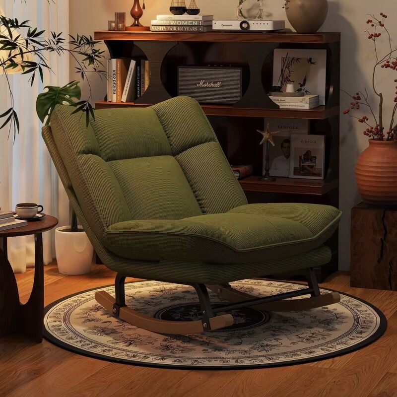 中古风摇摇椅躺椅成人家用阳台休闲椅懒人沙发椅客厅单人复古摇椅