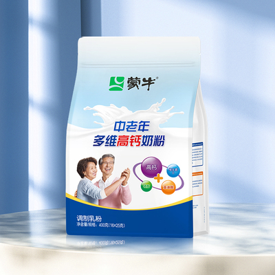 蒙牛中老年多维高钙奶粉400克*1袋美味营养早餐高蛋白品牌优选