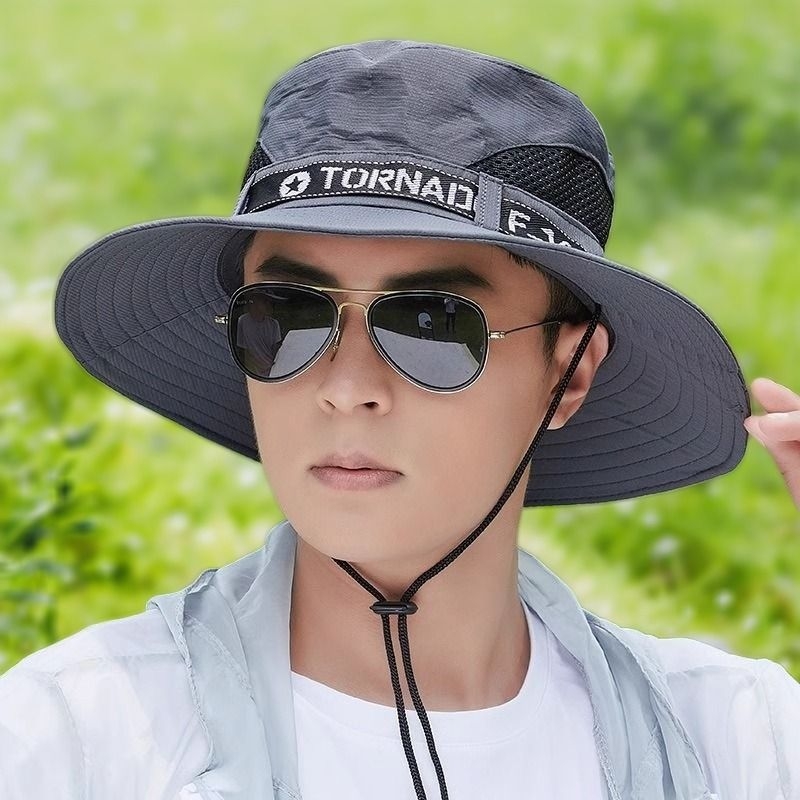男士渔夫帽春秋遮阳防晒防风户外新款夏季防紫外线太阳帽可折叠