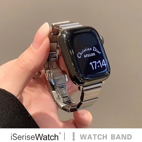 适用苹果手表s8表带iWatch10代女款金属Applewatchs9高级感SE夏天41透气7小蛮腰男链式Ultra创意细款轻奢