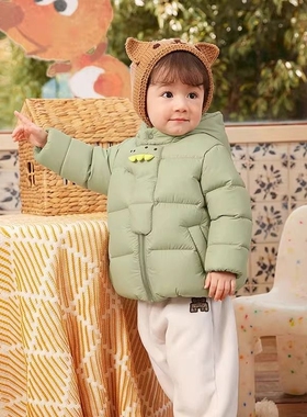 童泰款儿童羽绒服男童女童2025冬季新款宝宝保暖上衣防寒服蓝色