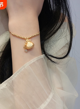 s925纯银财宝福袋手链女新款高级感小众轻奢风钱袋招财纳福