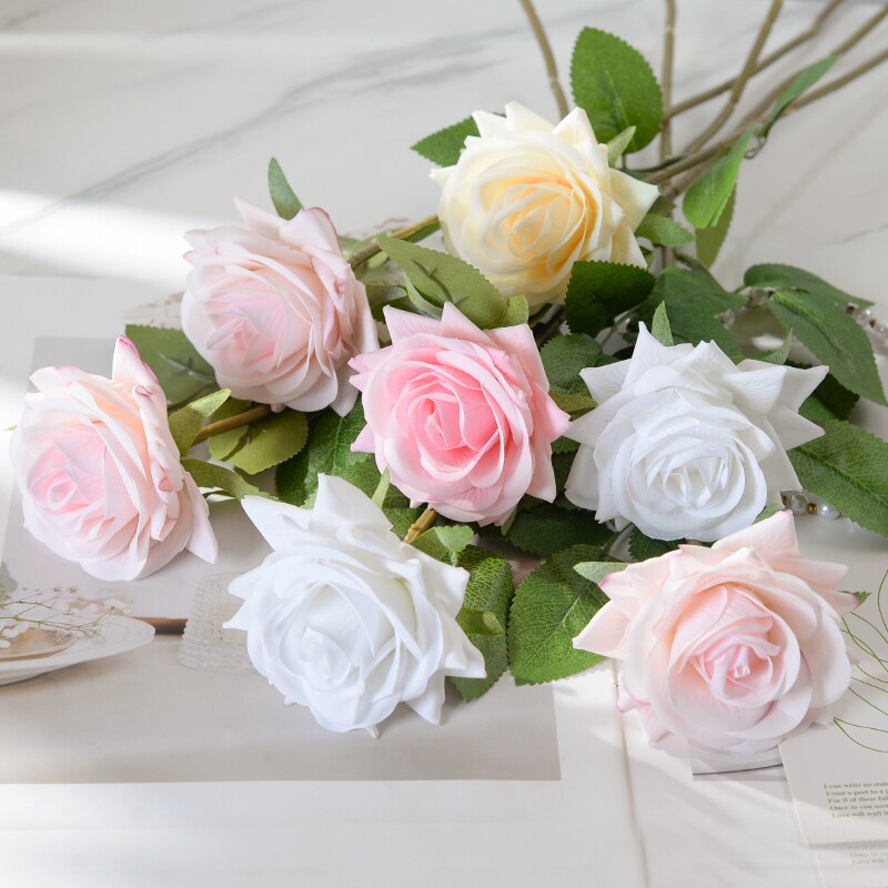 仿真玫瑰花保湿手感高级客厅餐桌家居婚庆装饰花艺情人节人造花