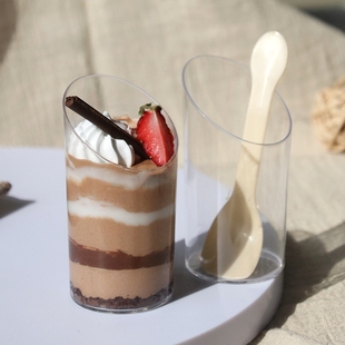 斜口圆柱奶茶杯慕斯杯布丁杯加厚食品级杯子环保一次性塑料水杯