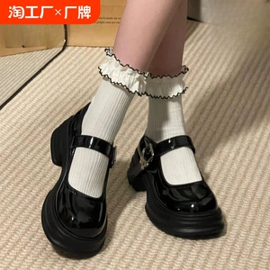 赵露思同款法式高跟复古小皮鞋女2024年新款秋季一字扣带玛丽珍鞋