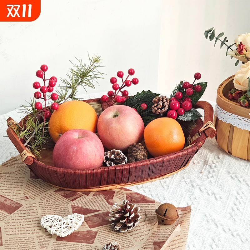 手工柳编收纳筐果盘面包盘