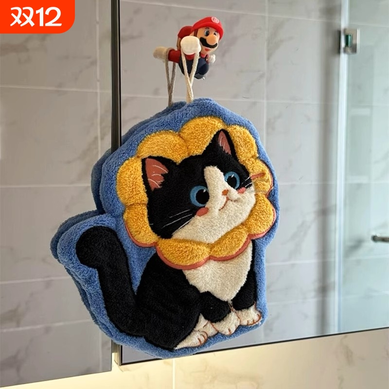 珊瑚绒猫咪挂巾|超3000次加购