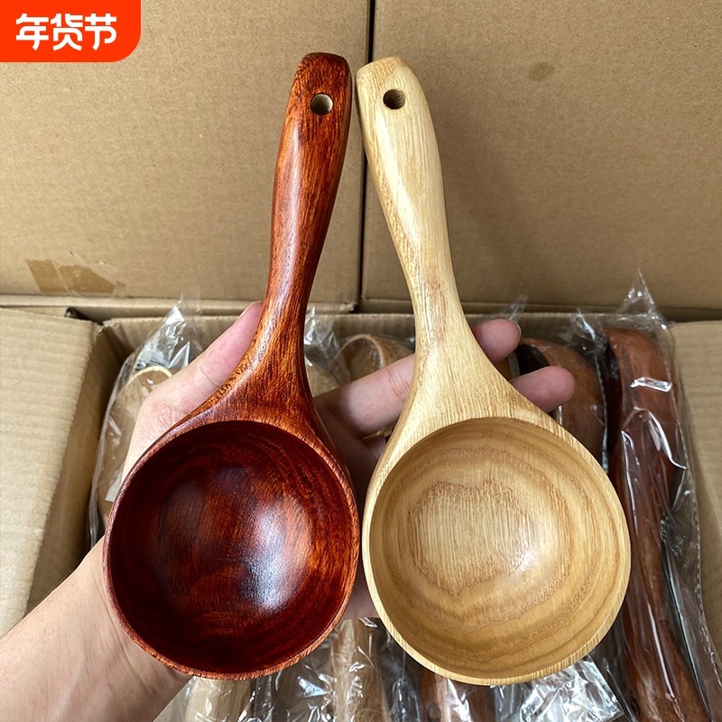 日式吃播大木勺网红嗦粉吃螺蛳粉勺子大号家用长柄喝汤勺木质水瓢,厨房/烹饪用具,汤勺,淘宝优惠券,粉丝福利购,淘宝优惠卷