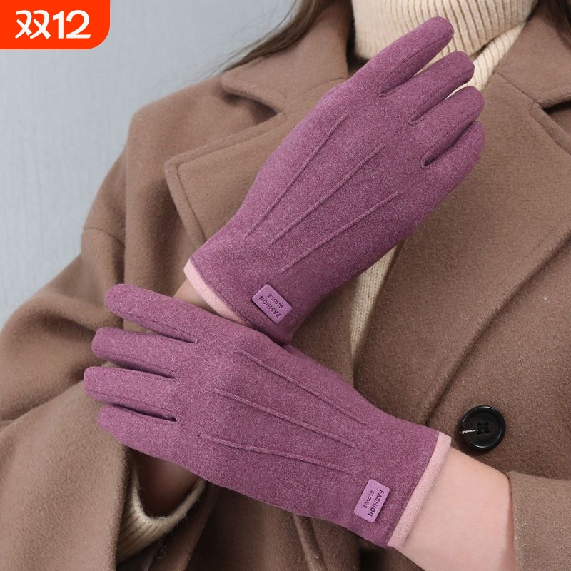 手套女士冬季2025年新款骑车学生防风保暖冬天加绒防寒触屏电动车