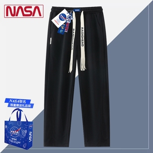 潮牌宽松直筒卫裤 子男士 NASA夏季 2024新款 阔腿运动长裤 休闲裤 薄款