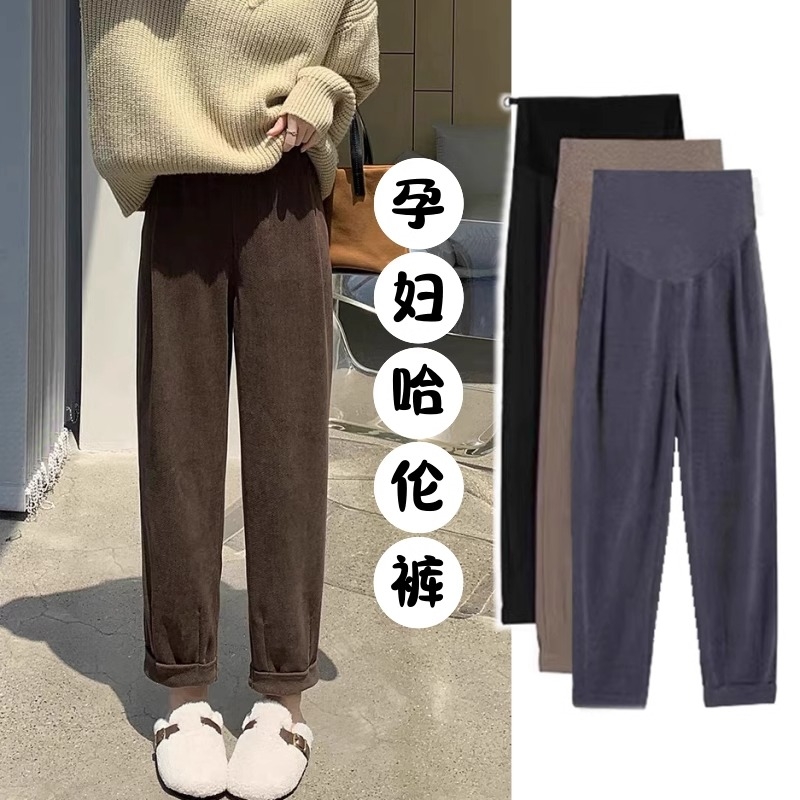 孕妇裤子秋冬装托腹不勒肚休闲裤