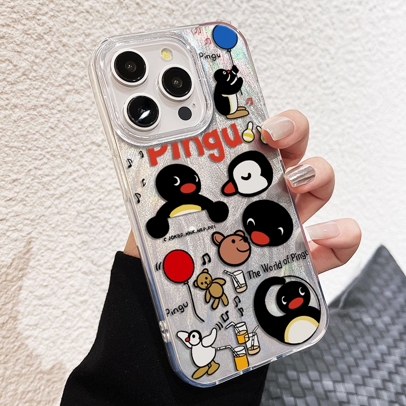 音符pingu企鹅iPhone16E羽纱苹果12适用硬14plusOPPOReno13荣耀GT卡通15ProMax手机壳一加ACE5红米K80PRO小众