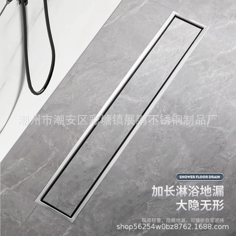 淋浴房304不锈钢长条隐形地漏 酒店阳台大排量长方形加厚防臭地漏
