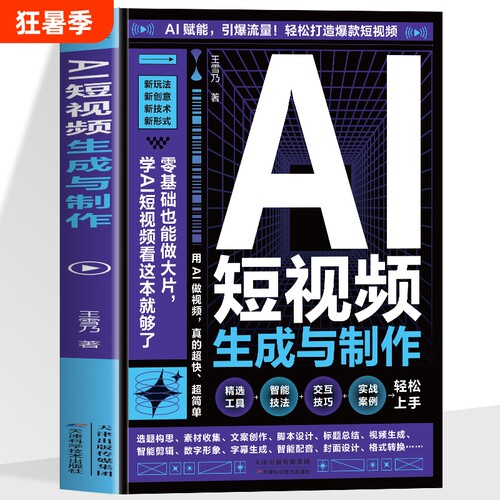 AI短视频生成与制作正版开启Al+创作新模式 零基础做大片AI赋能手把手教学引爆流量 轻松打造爆款内容 全流程揭秘AI短视频创作书籍
