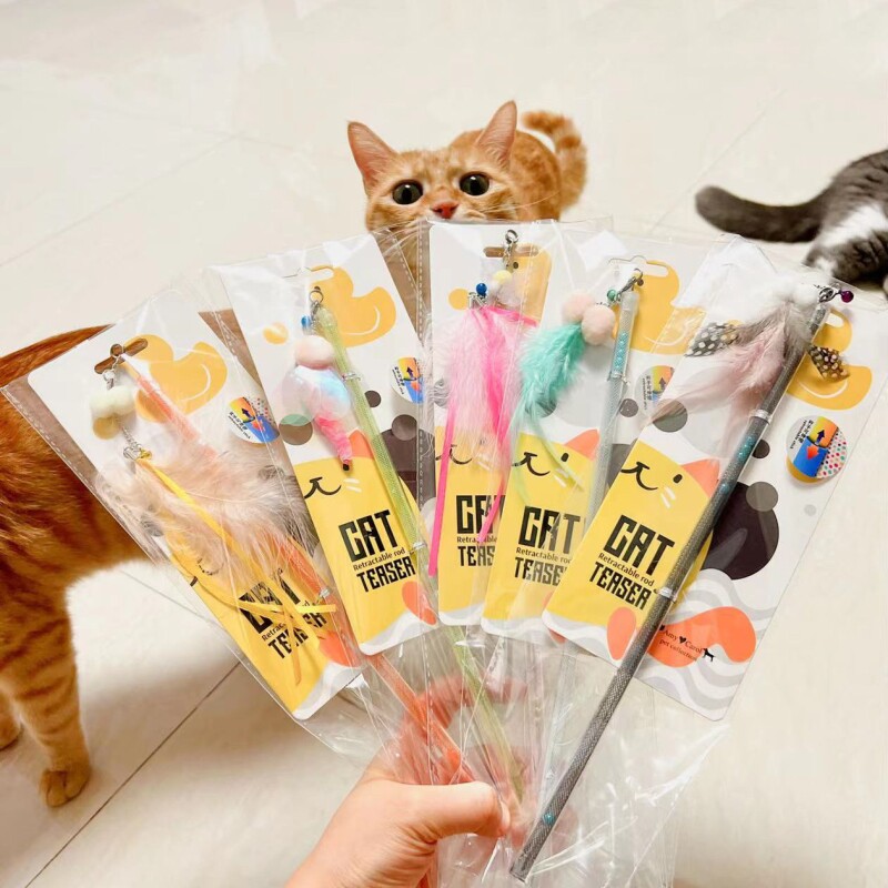 Amy Carol可伸缩系列逗猫棒毛绒飘带羽毛仿生吸引猫咪互动玩