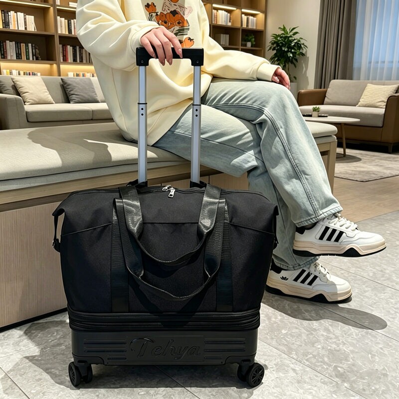 巨能装！万向轮拉杆旅行包大容量行李袋可折叠万向轮背拉箱带轮子