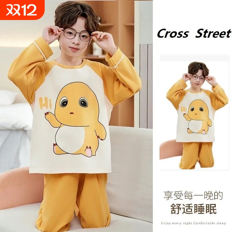 2025春秋纯棉睡衣儿童长袖套装