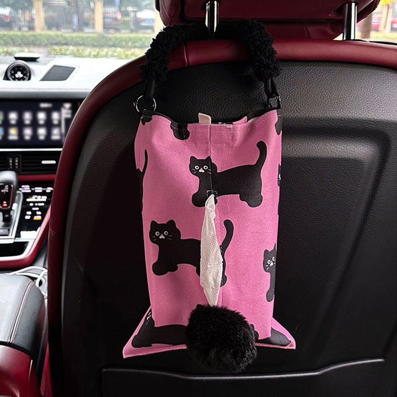 卡通猫咪汽车纸巾包创意车载纸巾包挂袋汽车内座椅挂式纸巾收纳包