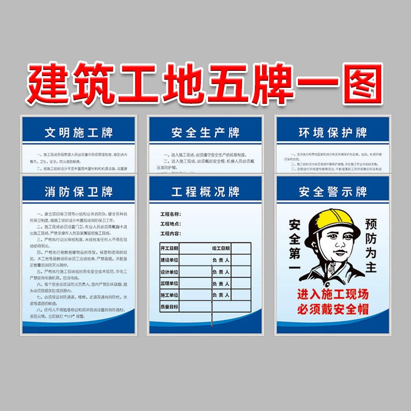 工地五牌一图安全施工牌警示牌五图一牌标识牌铭牌警示标牌岗位职责制