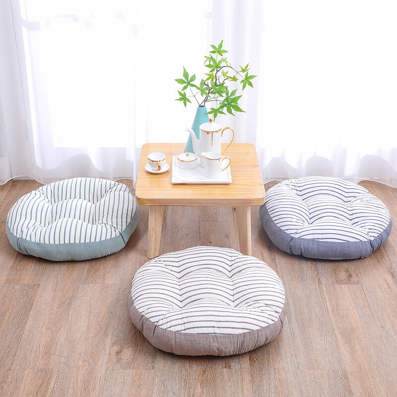 圆形坐垫纯色椅子垫胖子垫加厚加大蒲团垫飘窗榻榻米垫田园布艺